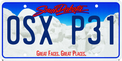SD license plate 0SXP31