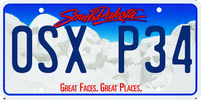 SD license plate 0SXP34