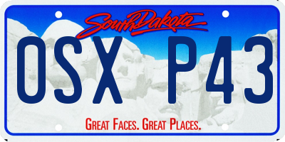 SD license plate 0SXP43