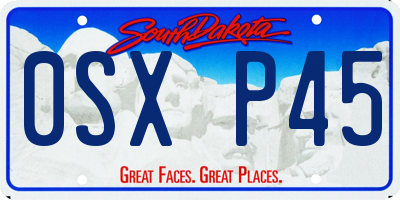 SD license plate 0SXP45
