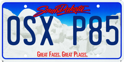 SD license plate 0SXP85