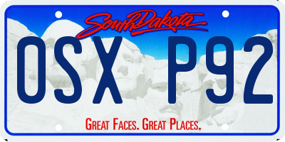 SD license plate 0SXP92