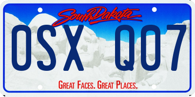 SD license plate 0SXQ07