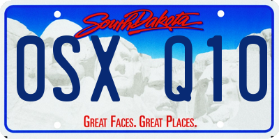 SD license plate 0SXQ10