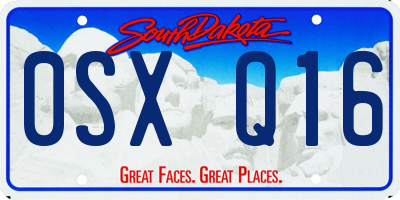 SD license plate 0SXQ16