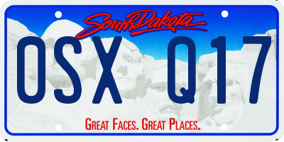 SD license plate 0SXQ17