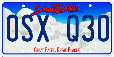 SD license plate 0SXQ30