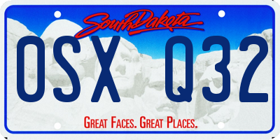 SD license plate 0SXQ32