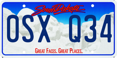 SD license plate 0SXQ34