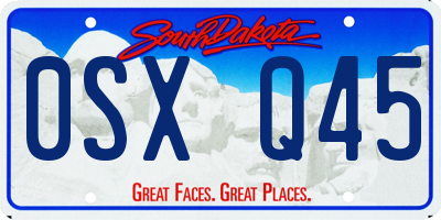 SD license plate 0SXQ45