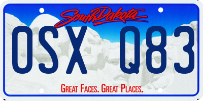 SD license plate 0SXQ83