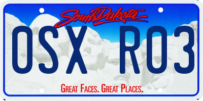 SD license plate 0SXR03