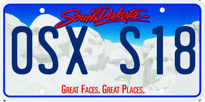 SD license plate 0SXS18