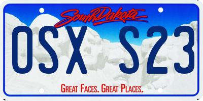 SD license plate 0SXS23