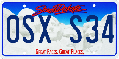 SD license plate 0SXS34