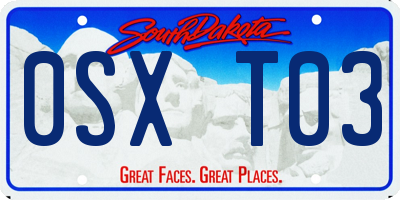 SD license plate 0SXT03
