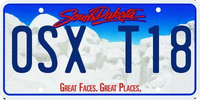 SD license plate 0SXT18