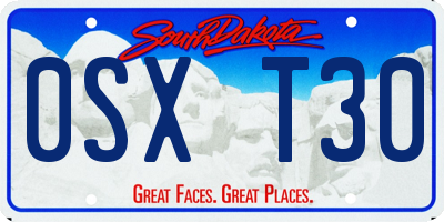SD license plate 0SXT30
