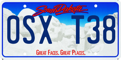 SD license plate 0SXT38