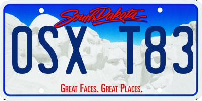 SD license plate 0SXT83