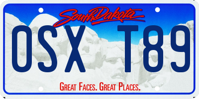 SD license plate 0SXT89