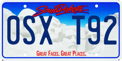 SD license plate 0SXT92