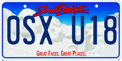 SD license plate 0SXU18