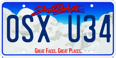SD license plate 0SXU34