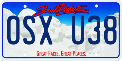 SD license plate 0SXU38