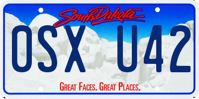SD license plate 0SXU42