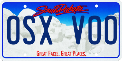 SD license plate 0SXV00