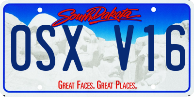 SD license plate 0SXV16