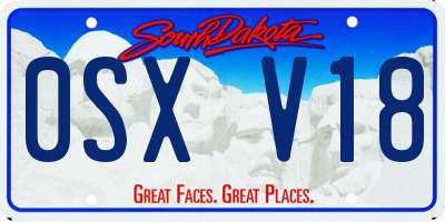 SD license plate 0SXV18