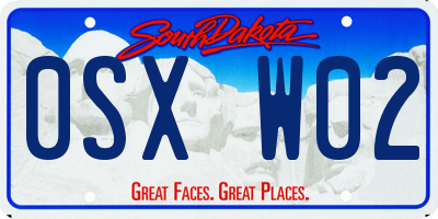 SD license plate 0SXW02
