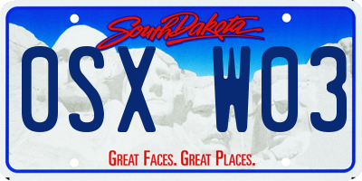 SD license plate 0SXW03