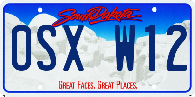 SD license plate 0SXW12