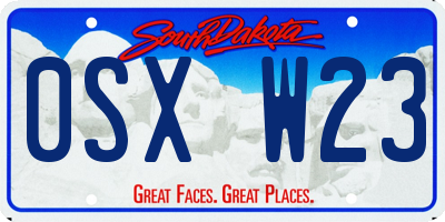 SD license plate 0SXW23
