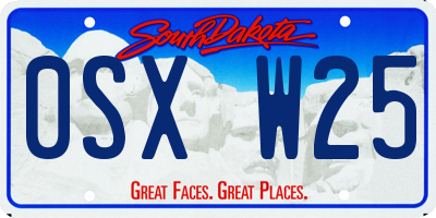 SD license plate 0SXW25