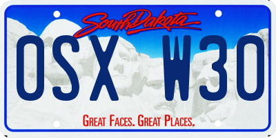SD license plate 0SXW30