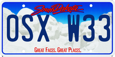 SD license plate 0SXW33