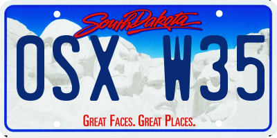 SD license plate 0SXW35