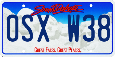 SD license plate 0SXW38