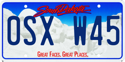 SD license plate 0SXW45