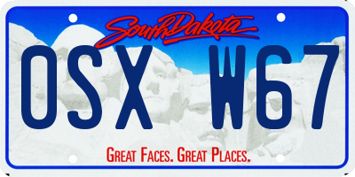 SD license plate 0SXW67