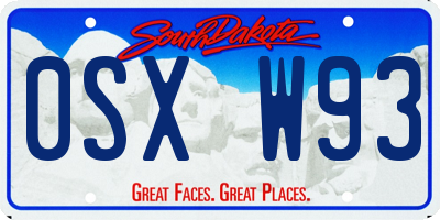 SD license plate 0SXW93