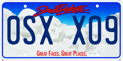 SD license plate 0SXX09