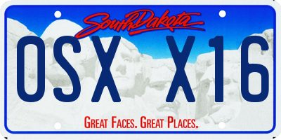 SD license plate 0SXX16