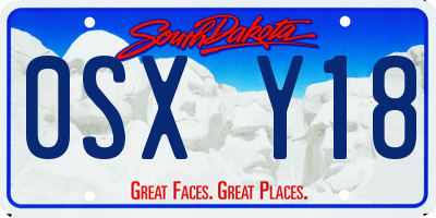 SD license plate 0SXY18