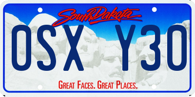 SD license plate 0SXY30