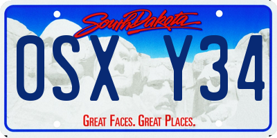 SD license plate 0SXY34